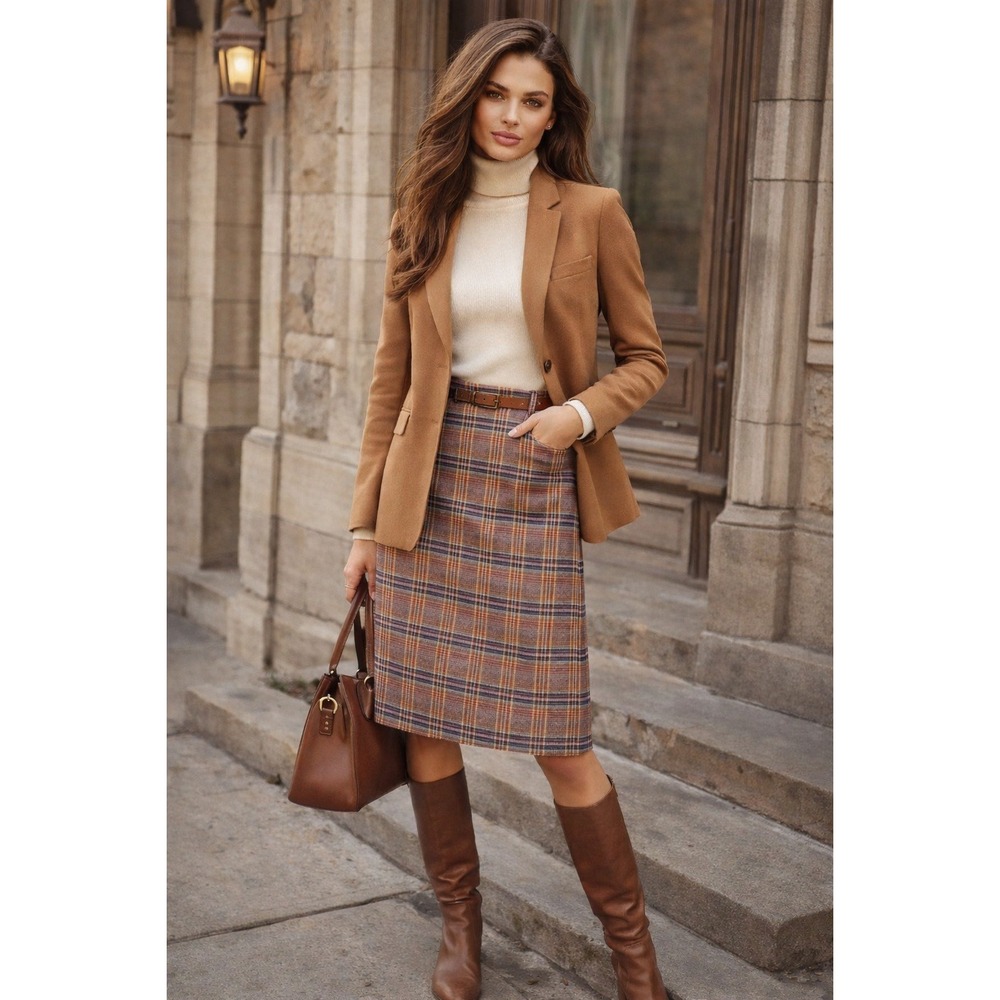 Center Stage Skirt Womens 16 Plaid Retro 70s Preppy‎ Academia Office Boho 70s